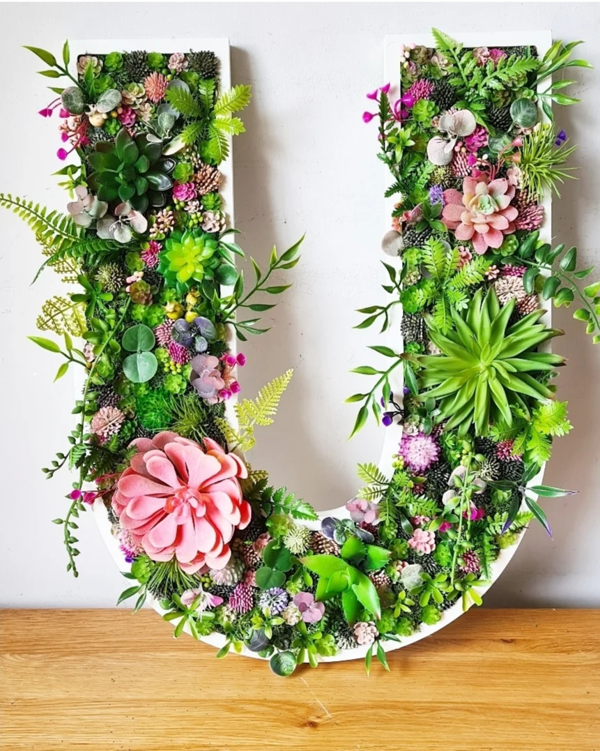 Botanical Faux Succulent Wall Letter (40cm/16" or 50cm/20" high)