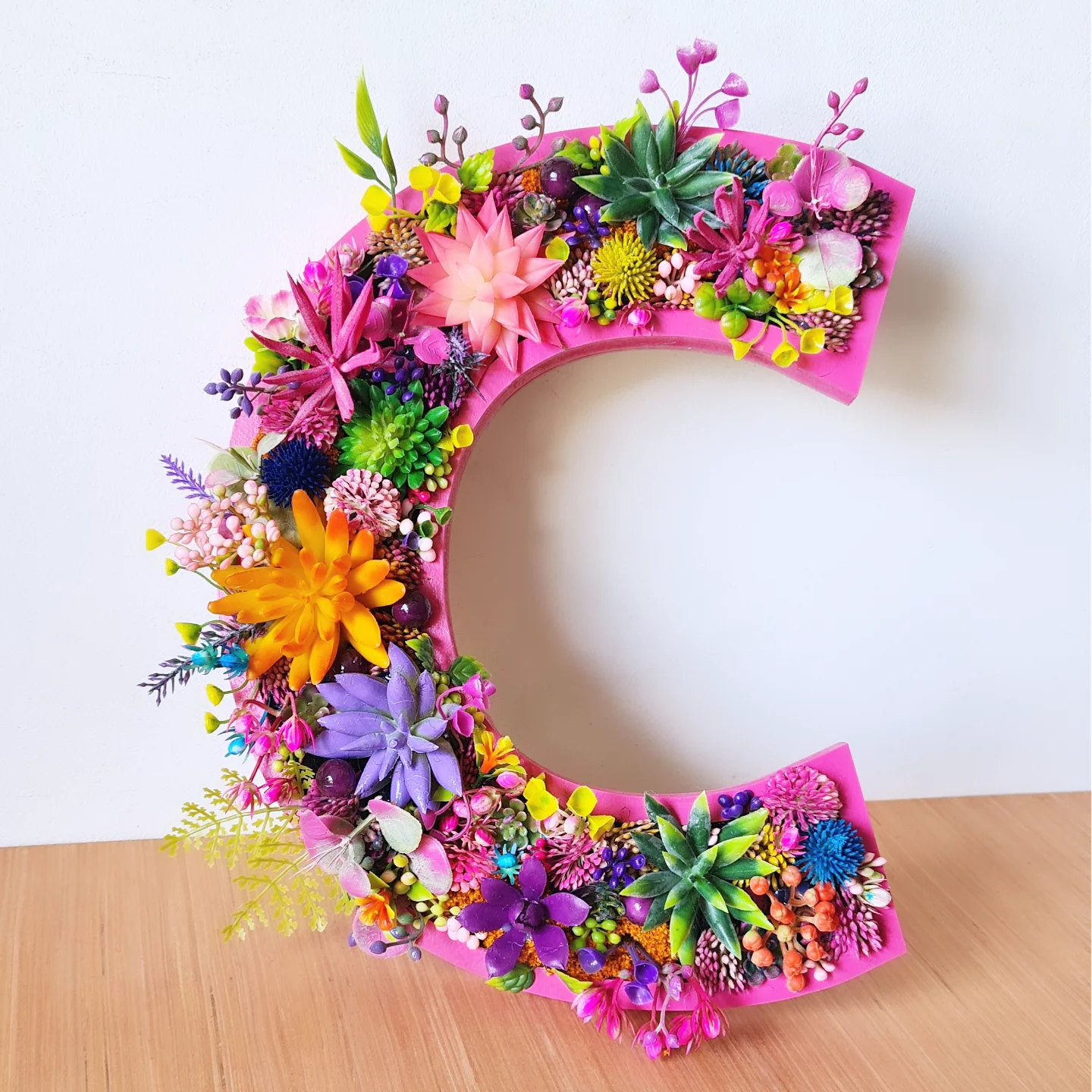 Vibrant Faux Succulent Wall Letter (40cm/16" or 50cm/20" high)