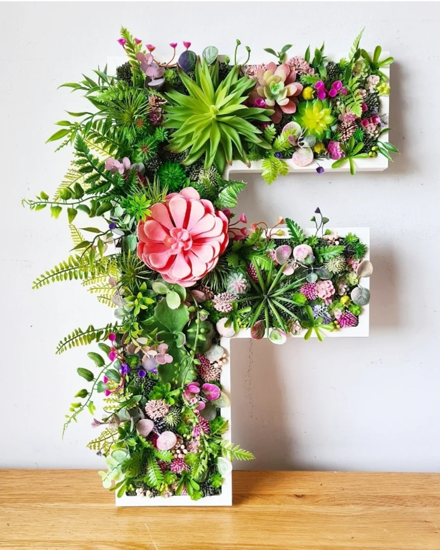 Botanical Faux Succulent Wall Letter (40cm/16" or 50cm/20" high)