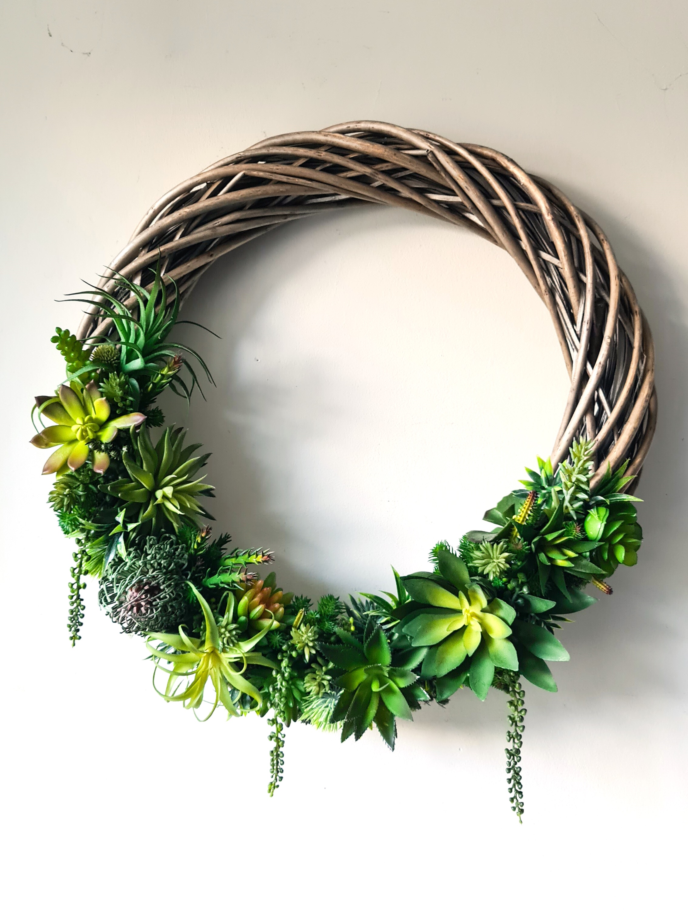Large Faux Succulent Rustic Wreath