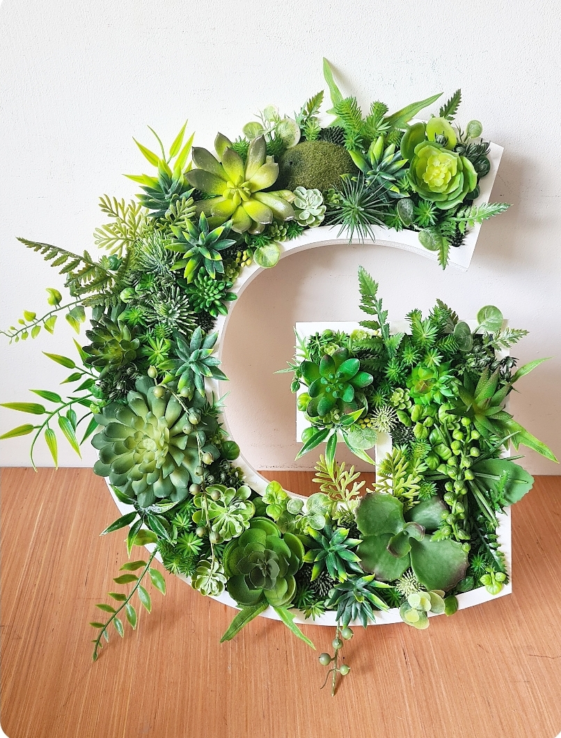 Botanical Faux Succulent Wall Letter (40cm/16" or 50cm/20" High)