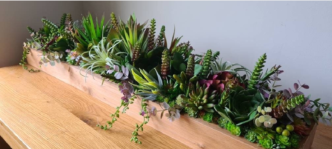 Faux Succulent Arrangement (Natural Greens, Rusts, Reds and Warm Tones)