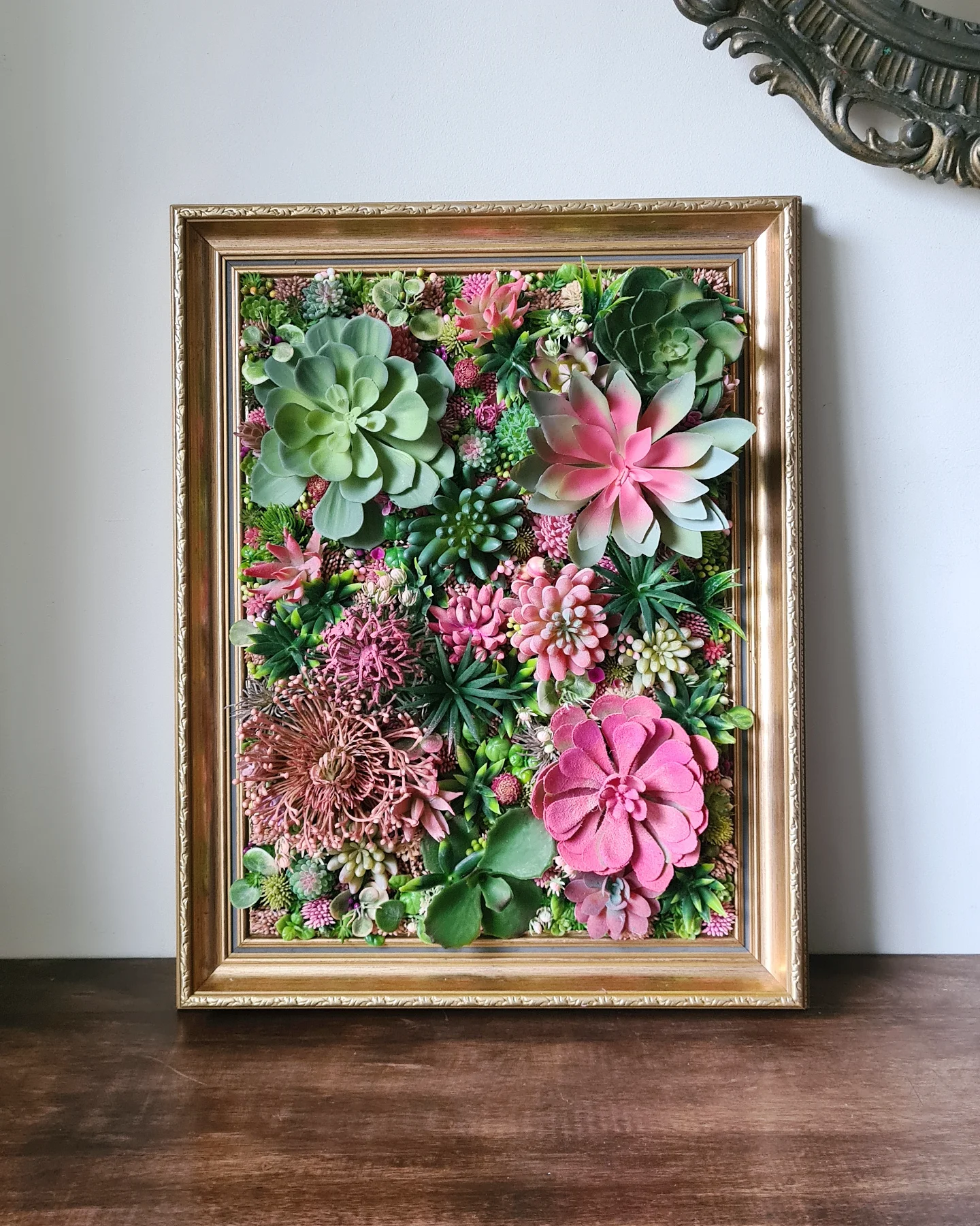 Large Succulent Wall Art Gilt Frame