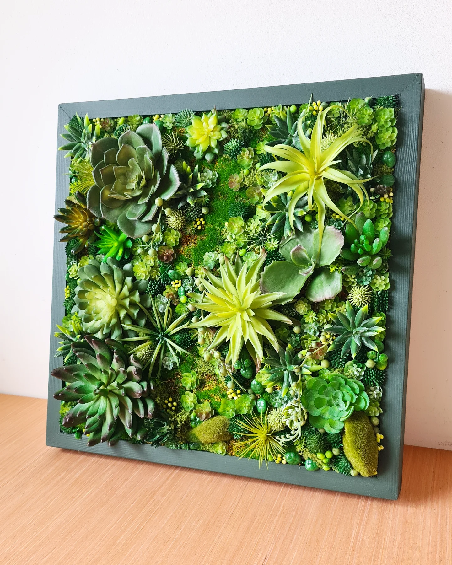 Faux Succulent Wall Square x 1  (Greens)
