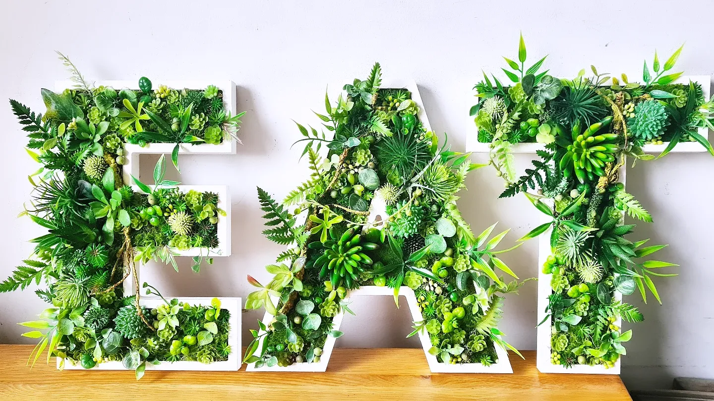 Botanical Faux Succulent Wall Letter (20cm/8" or 30cm/12" high)