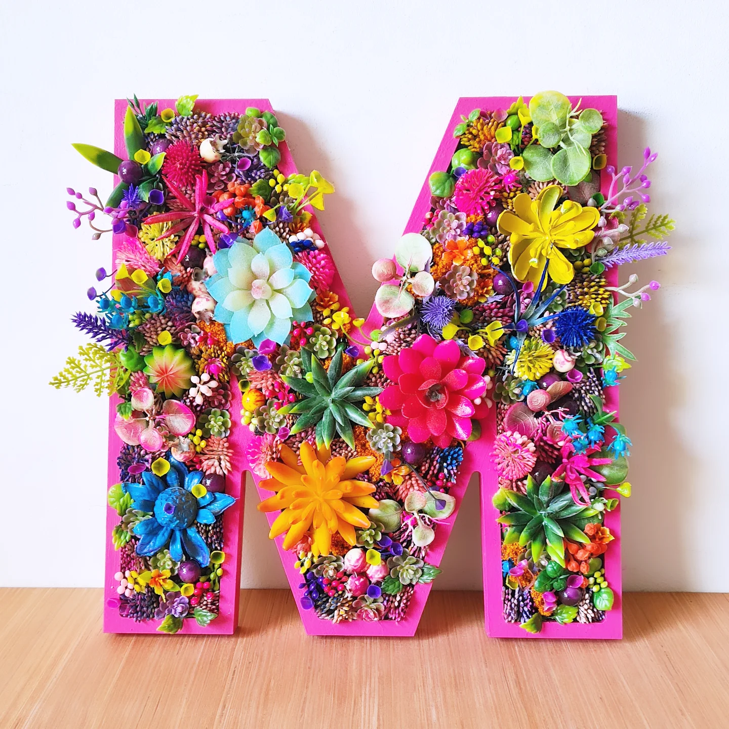 Vibrant Faux Succulent Wall Letter (20cm/8" or 30cm/12" high)