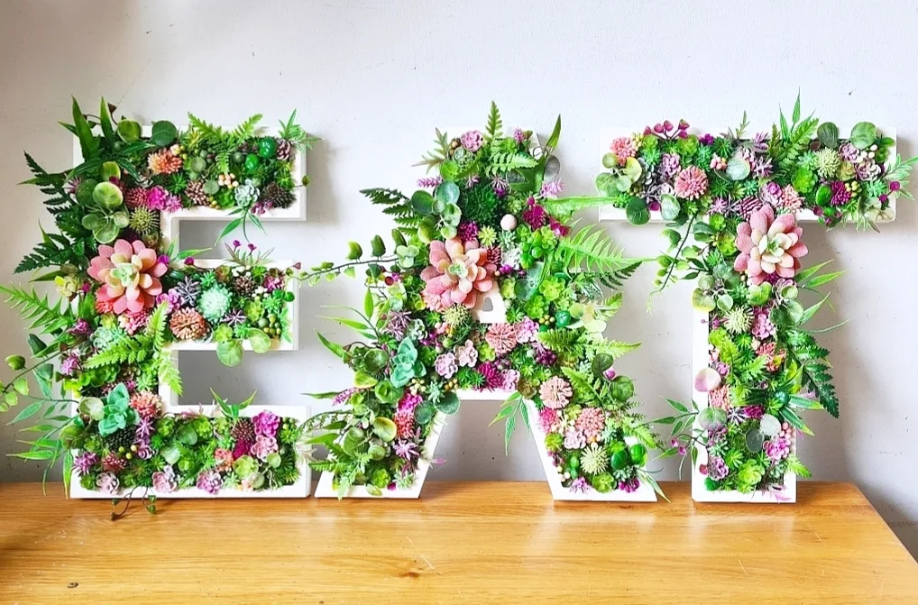 Botanical Faux Succulent Wall Letter (20cm/8" or 30cm/12" high)