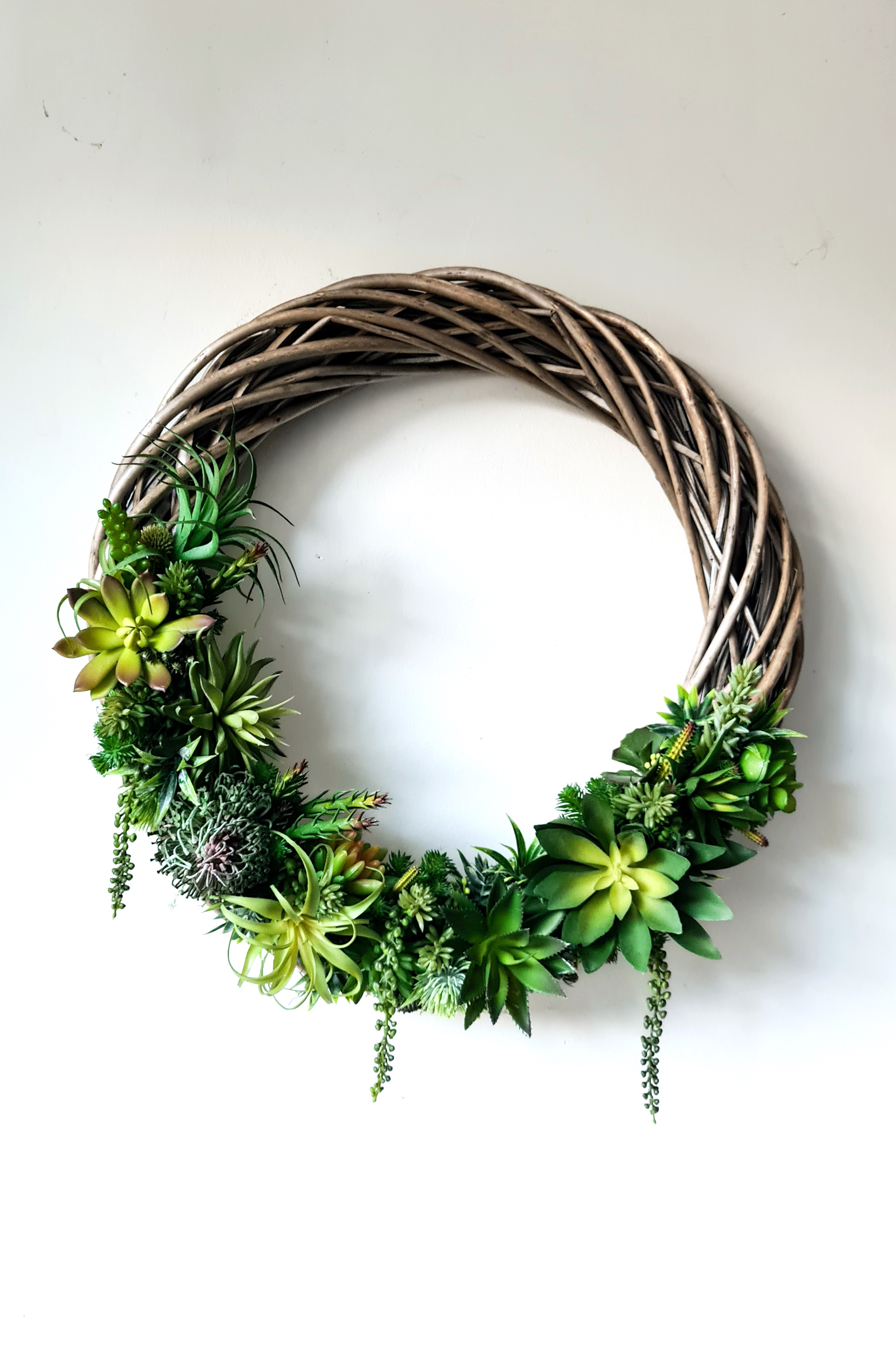 Large Faux Succulent Rustic Wreath