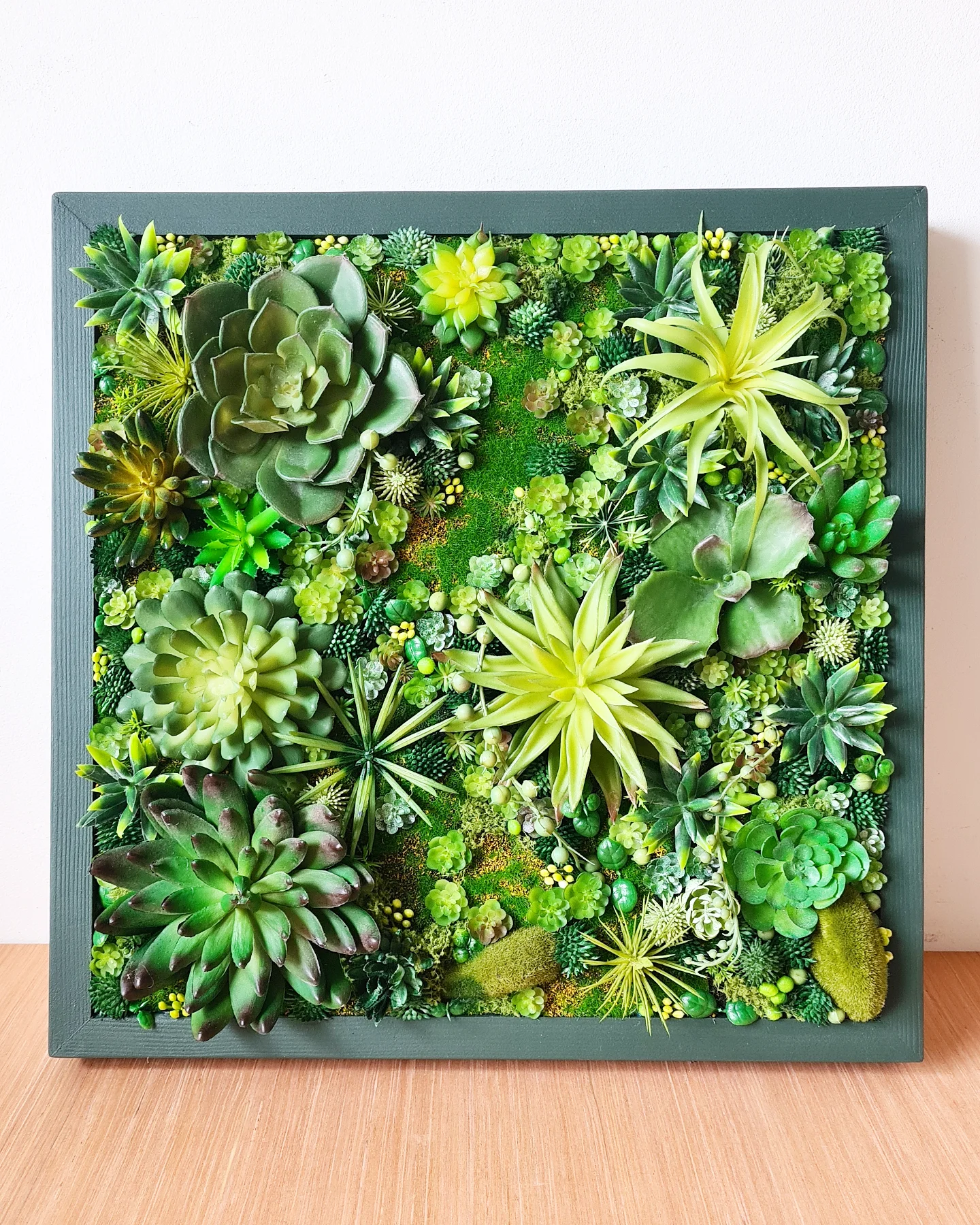 Faux Succulent Wall Square x 1  (Greens)