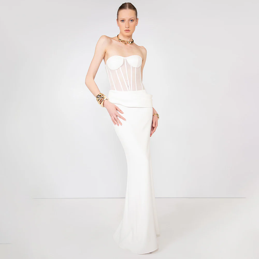 Elegant White Corset Gown