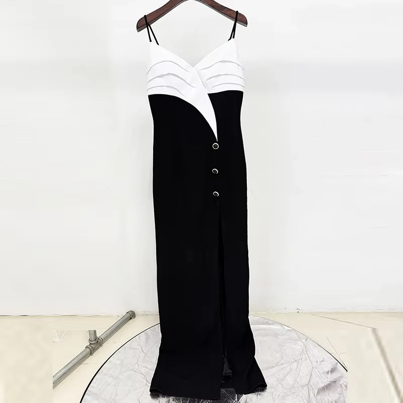 Elegant Black and White Evening Gown