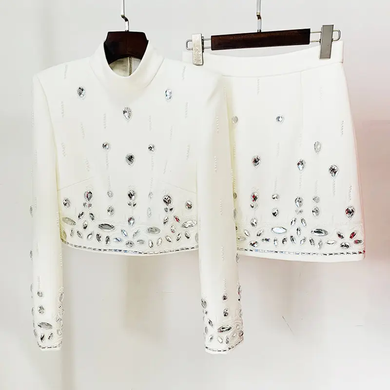 Embellished White Two-Piece Set Short