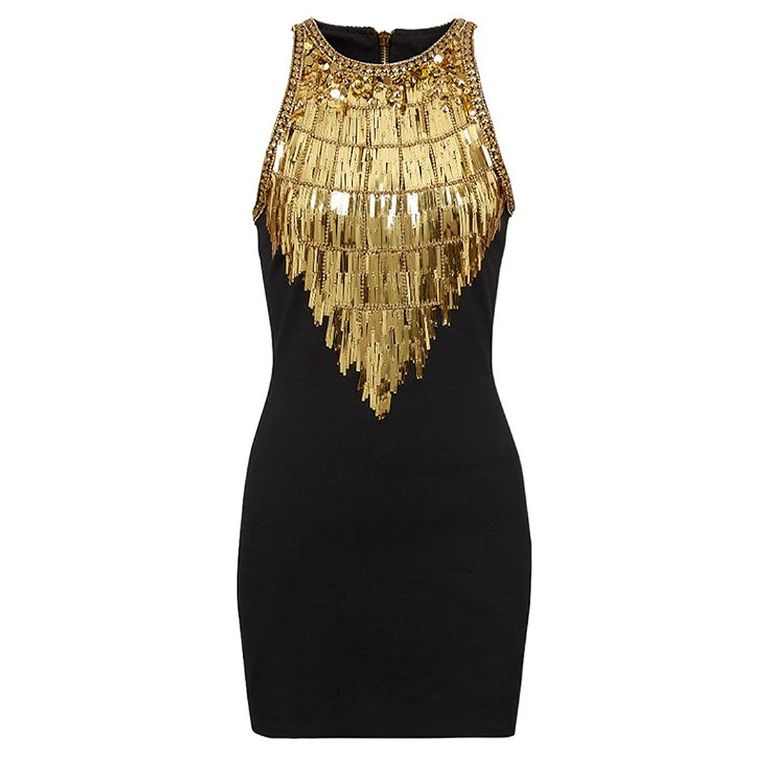 Gold Fringe Embellished Dress
