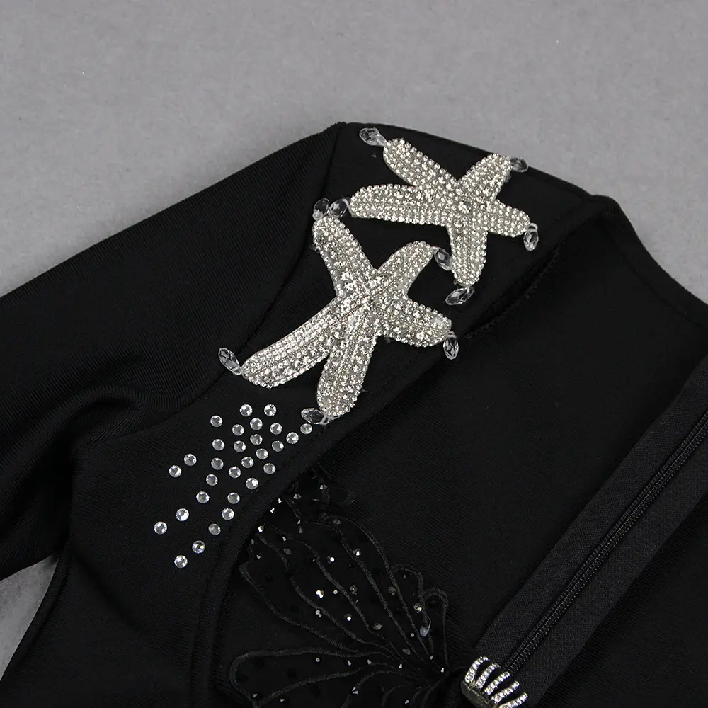 Embellished Black Cut-Out Dress