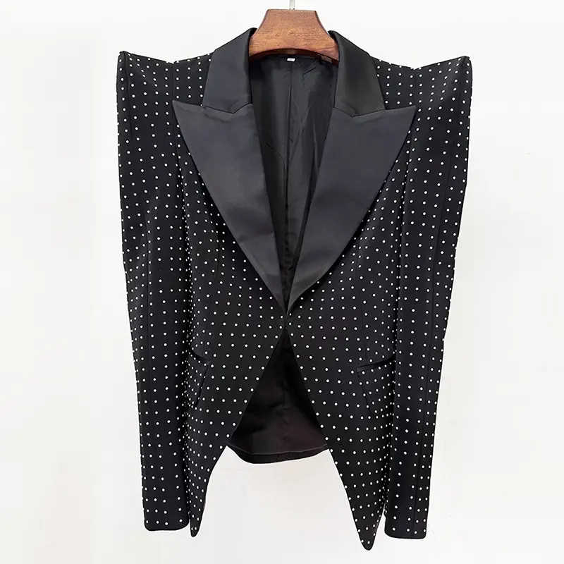 Studded Black Blazer and Metallic Mini Skirt Set