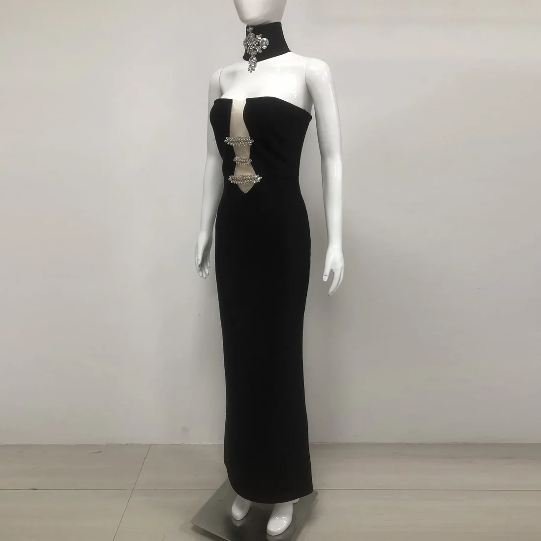 Elegant Black Cutout Evening Gown