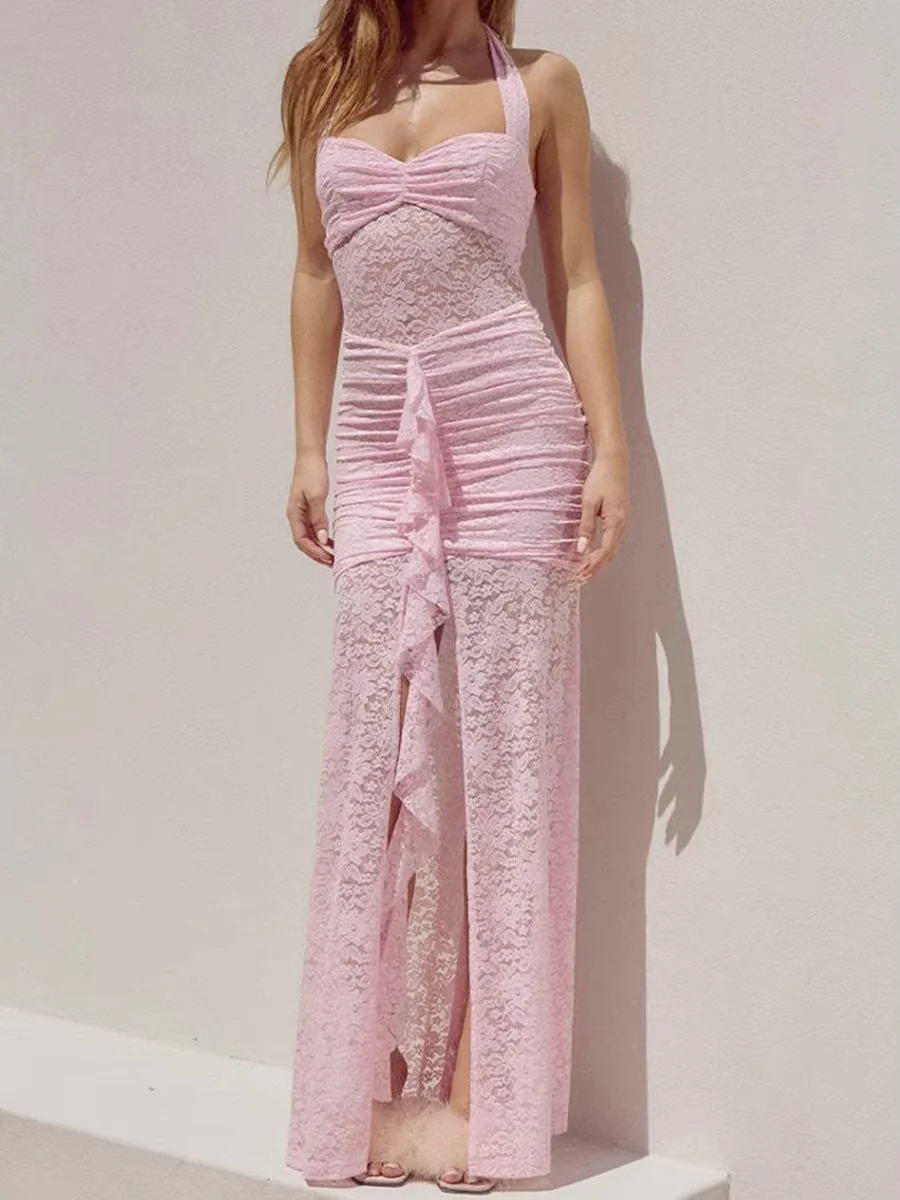 Lace Panel Maxi Dress for Women 