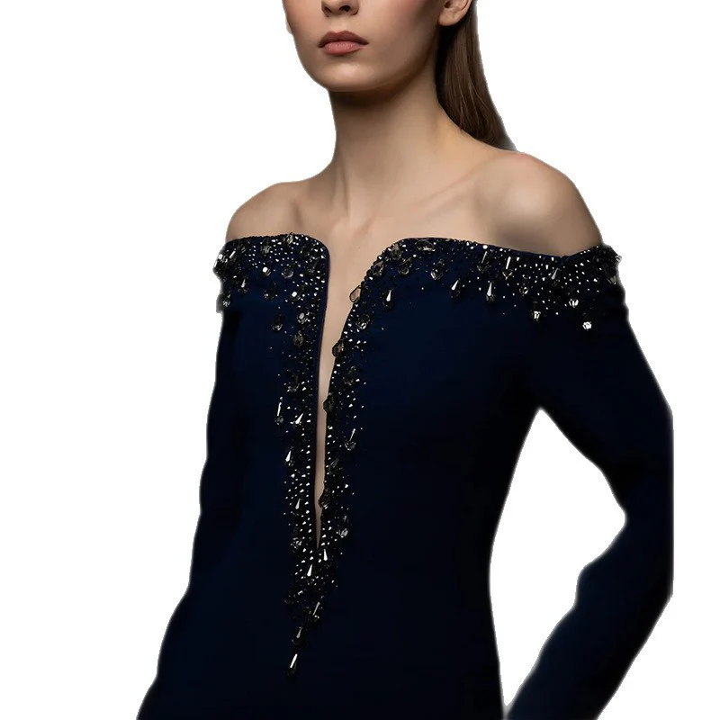 Elegant Navy Evening Gown