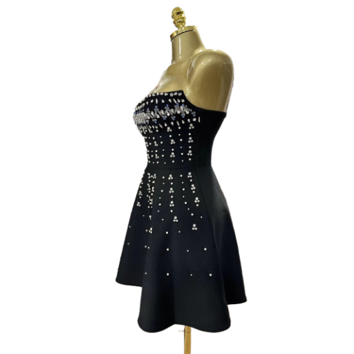 Elegant Black Sequin Mini Dress