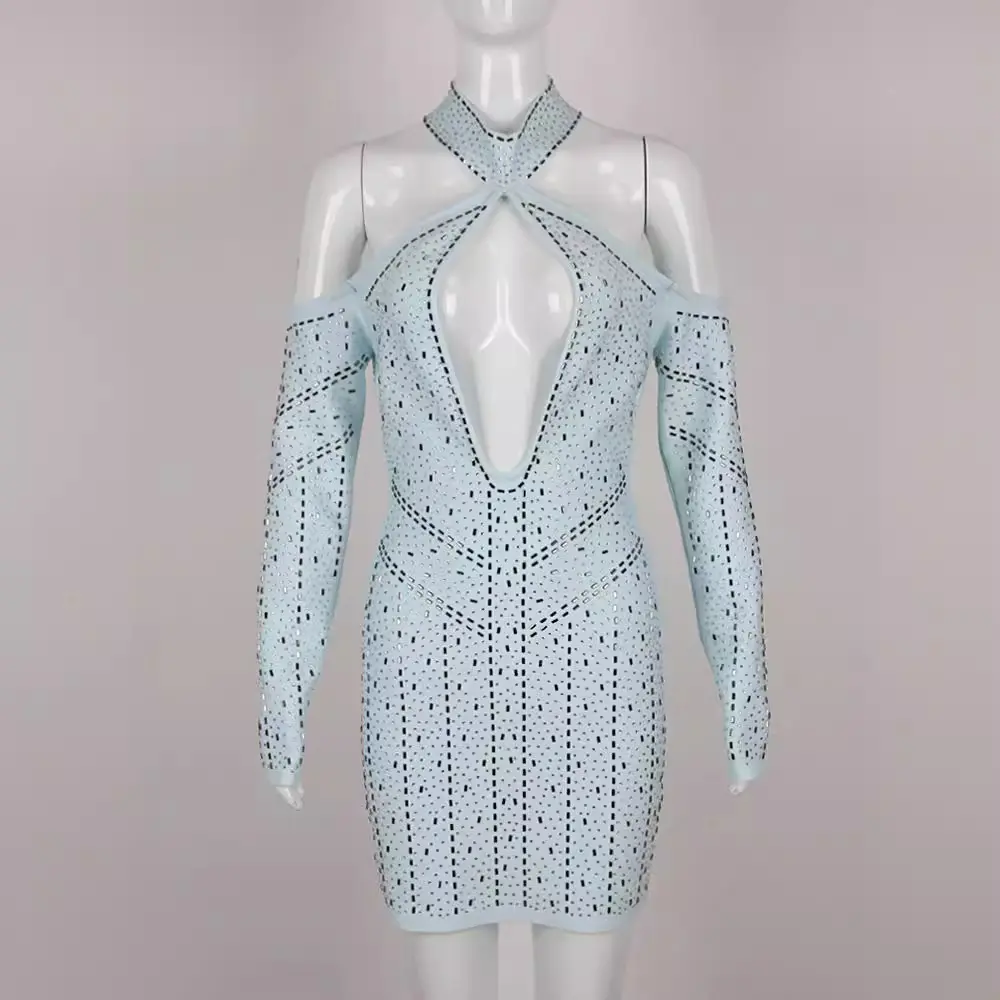 Crystal Embellished Cut-Out Mini Dress