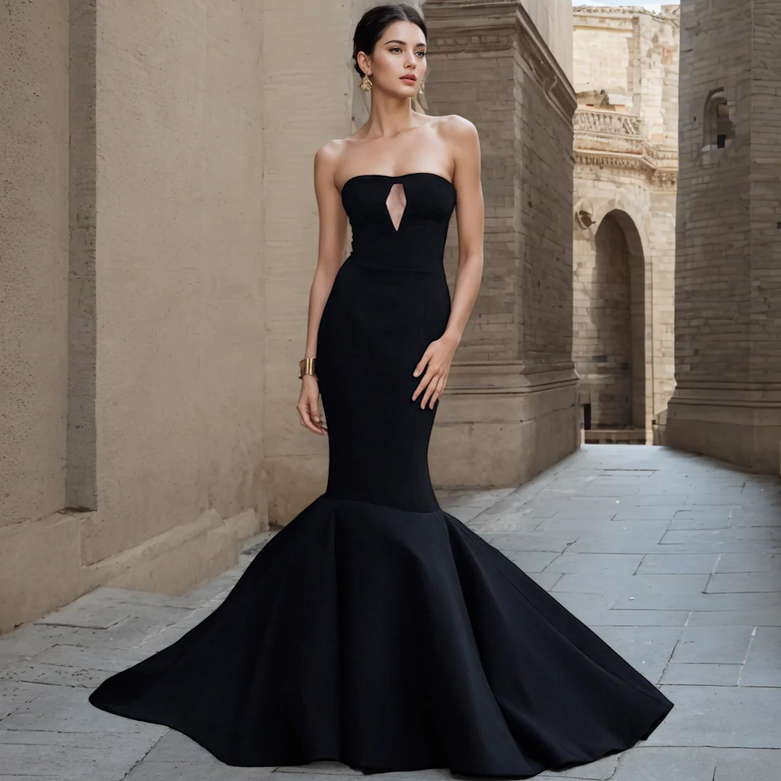 Elegant Black Mermaid Evening Gown