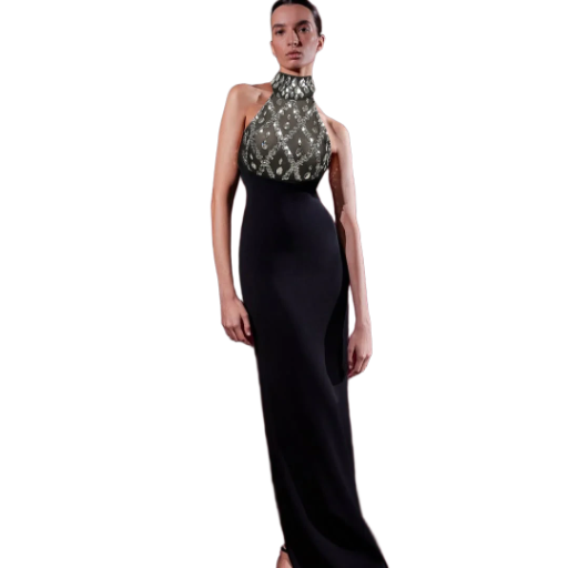 Elegant High-Neck Evening Gown