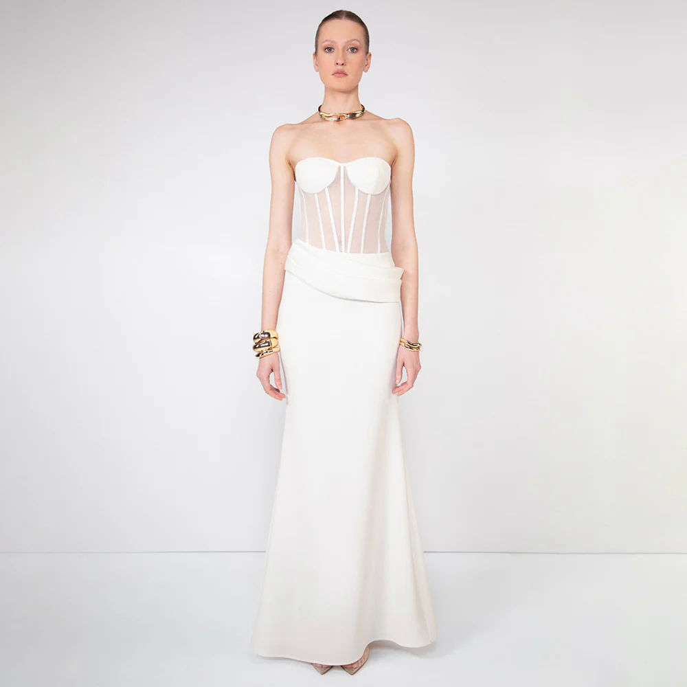 Elegant White Corset Gown