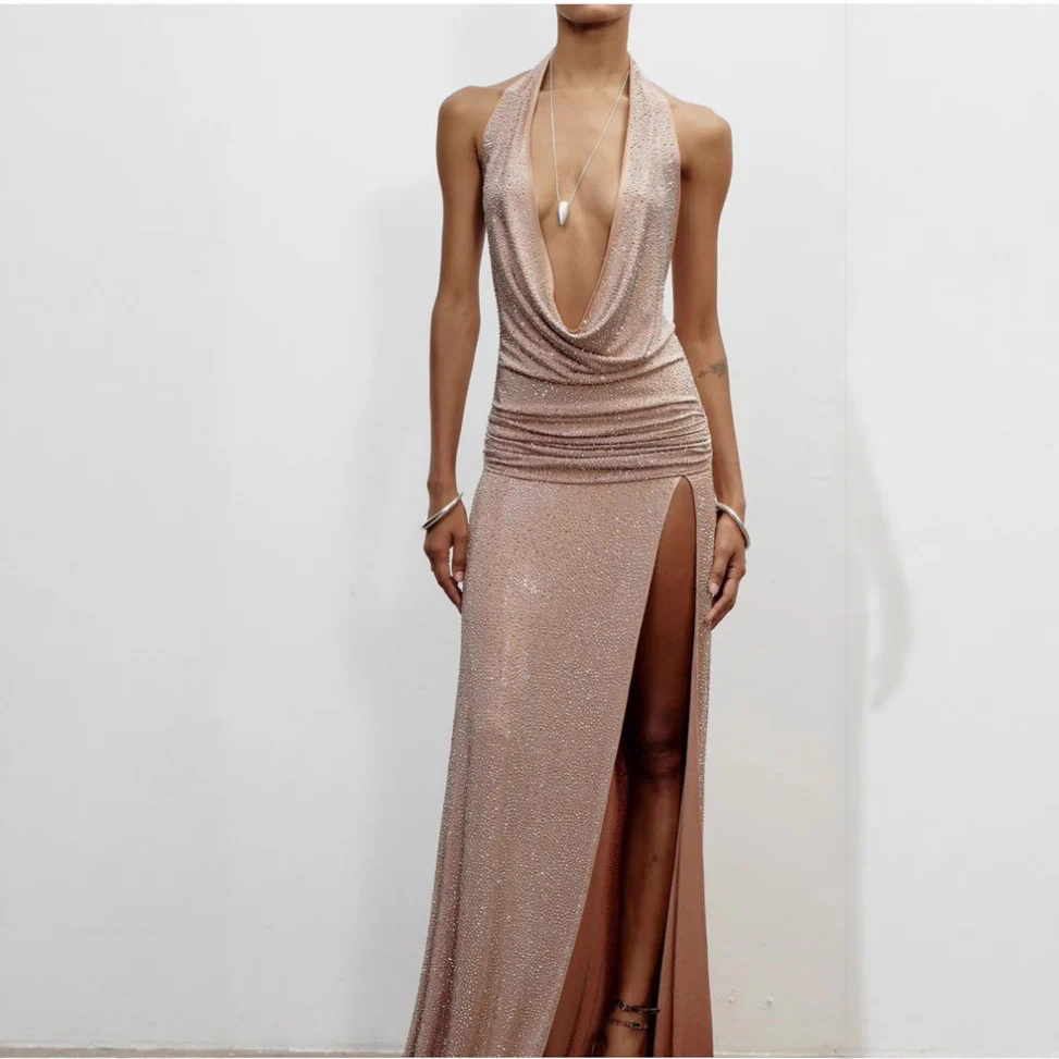 Shimmery Rose Gold Evening Gown