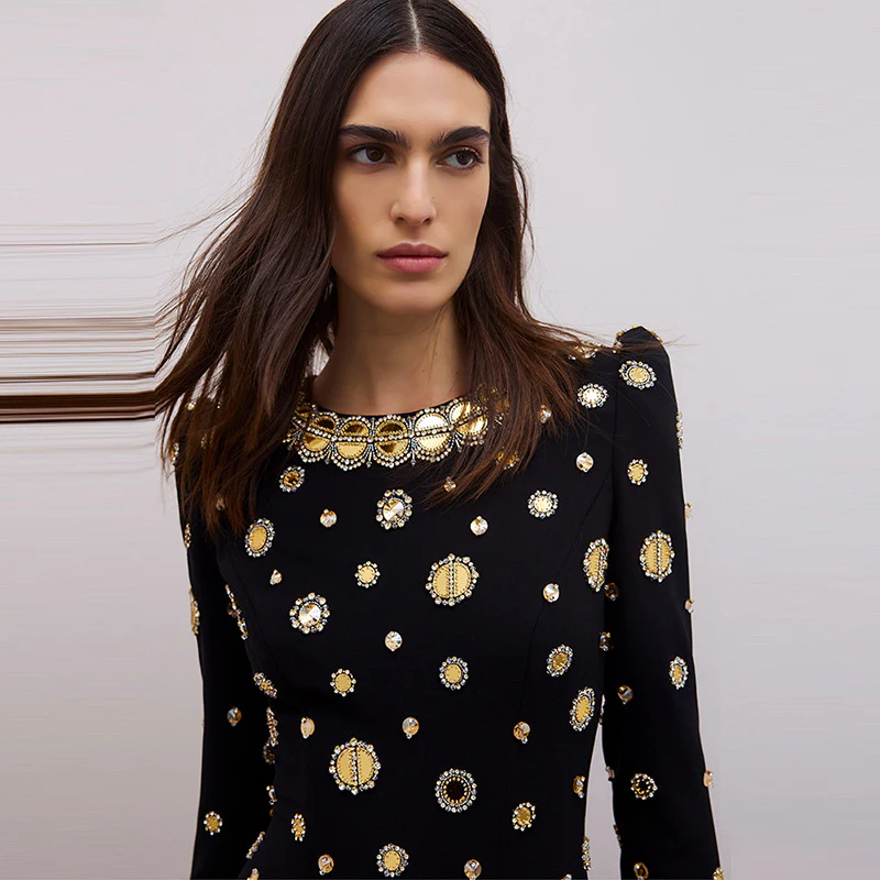 Embellished Black Cocktail Dress