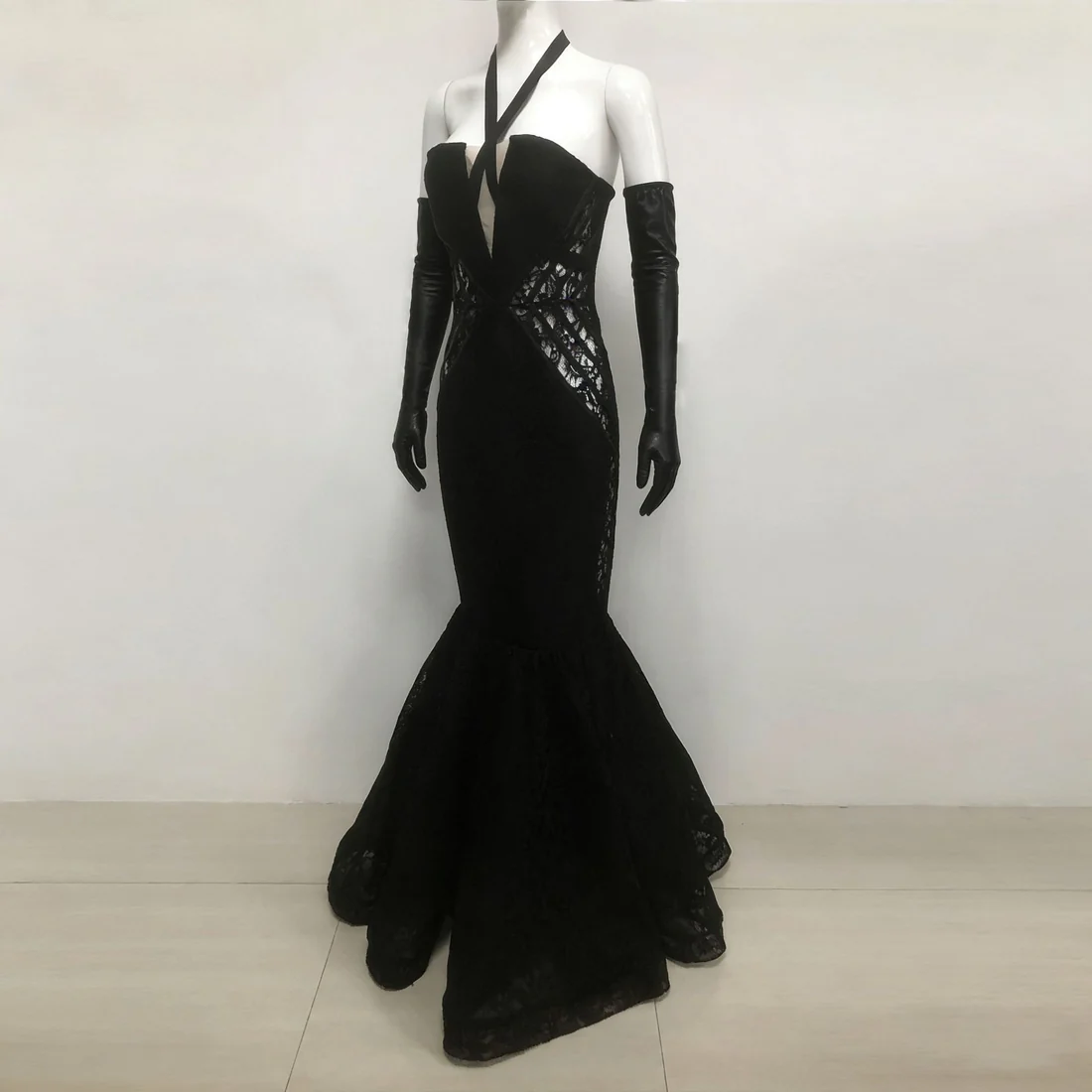 Black Lace Evening Gown