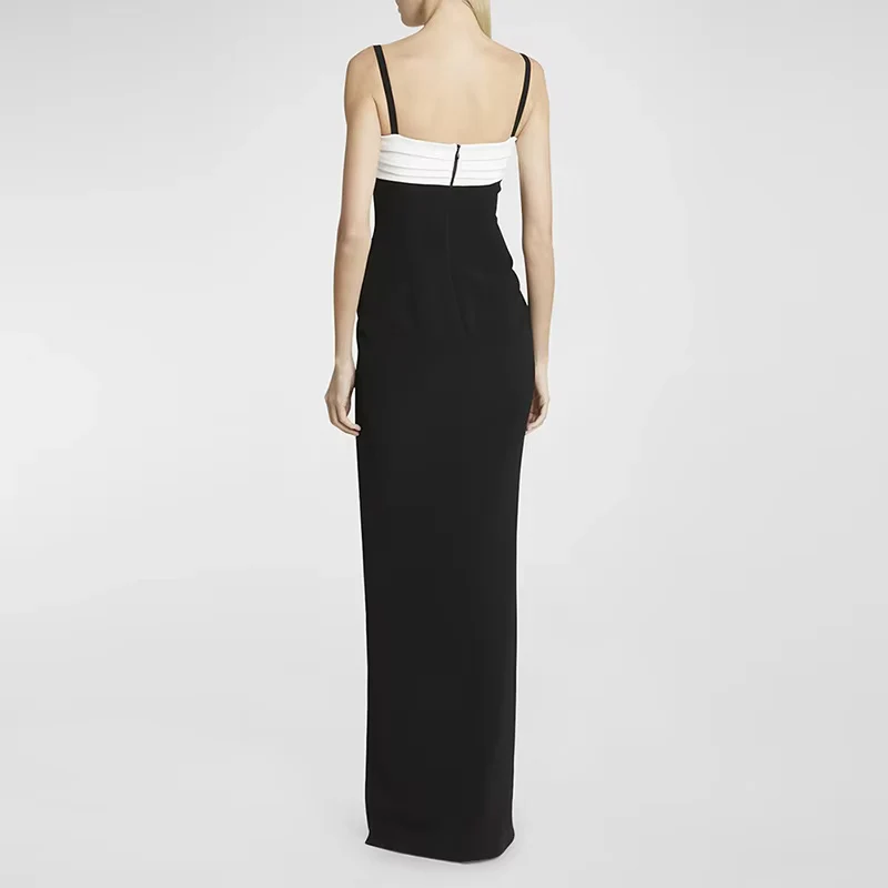 Elegant Black and White Evening Gown