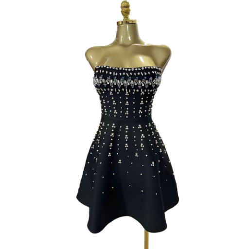 Elegant Black Sequin Mini Dress