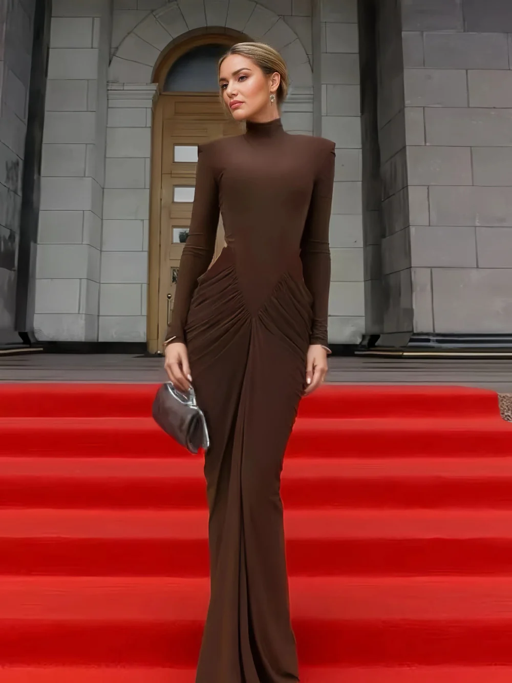 Elegant Brown Evening Gown