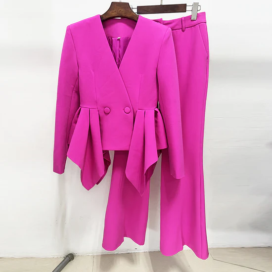 Fuchsia Peplum Suit Set