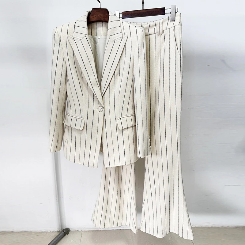 Cream Pinstripe Two-Piece Suit