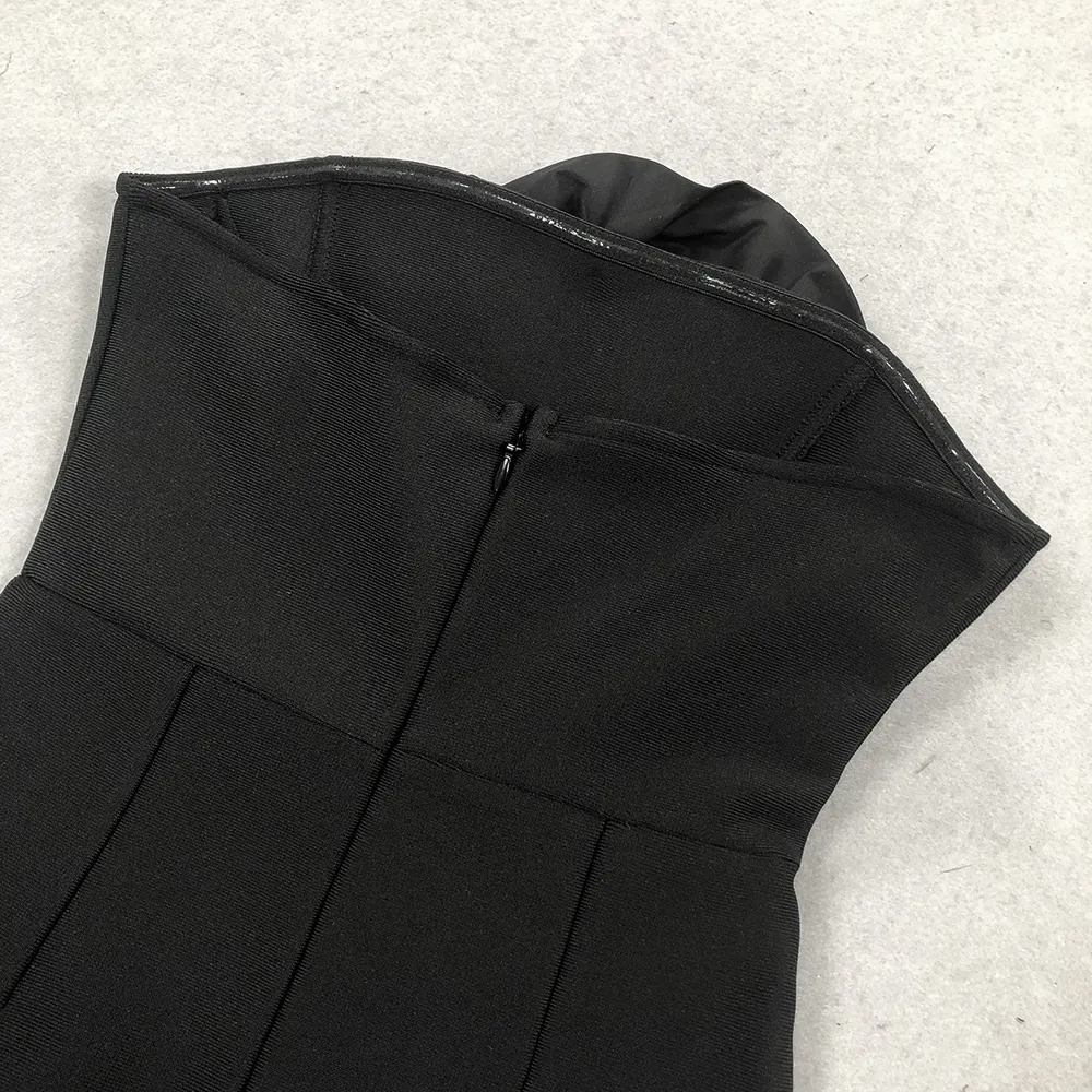 Black Rose Strapless Evening Dress