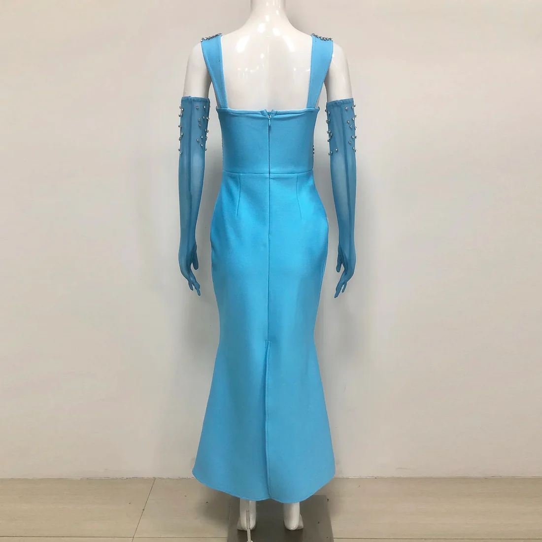 Blue Rhinestone Embellished Dress