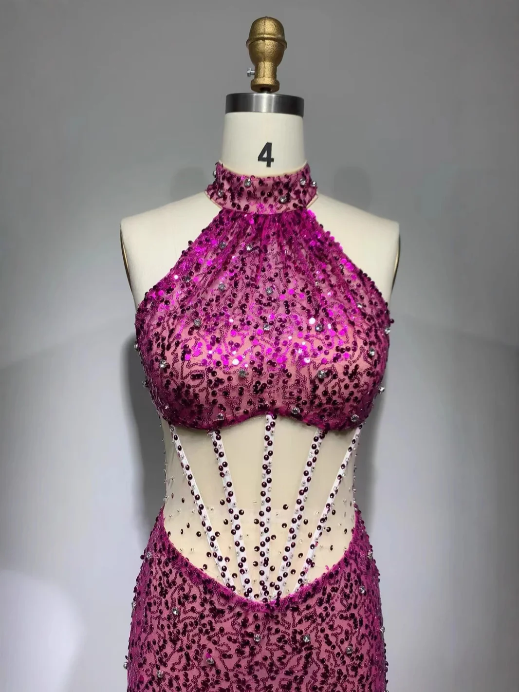 Sparkling Halter Cut-Out Evening Gown