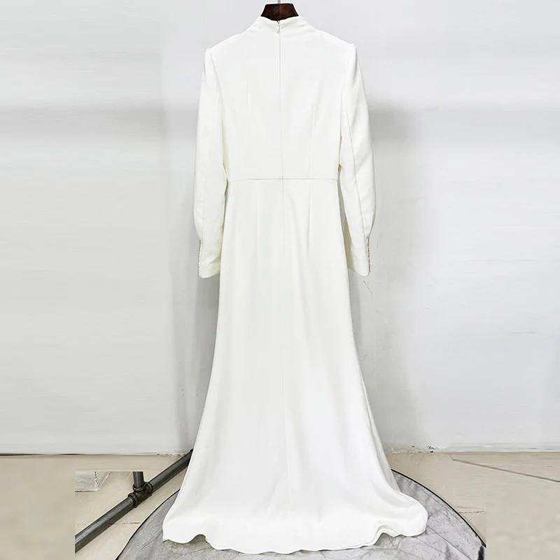 Elegant White Gown with Cape