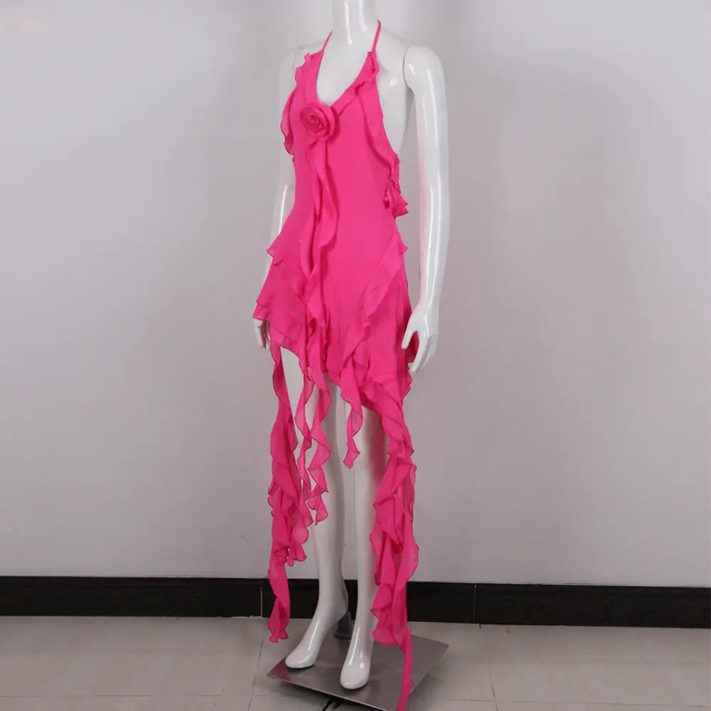 Vibrant Magenta Asymmetrical Dress