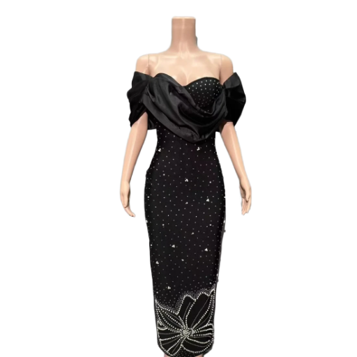 Emerald Satin Evening Dress