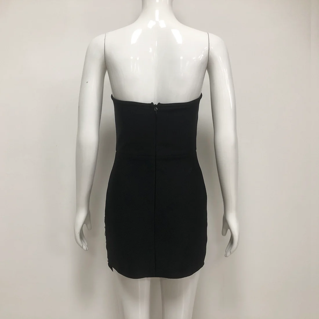 Black Crystal Embellished Mini Dress