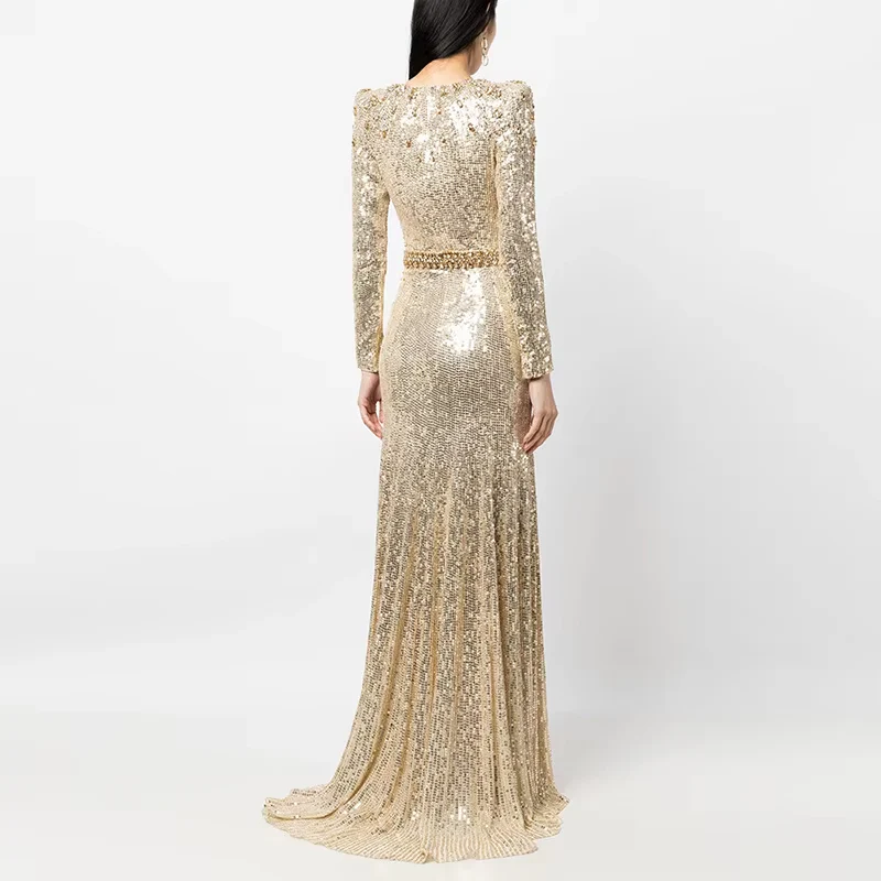 Gold Sequin Evening Gown