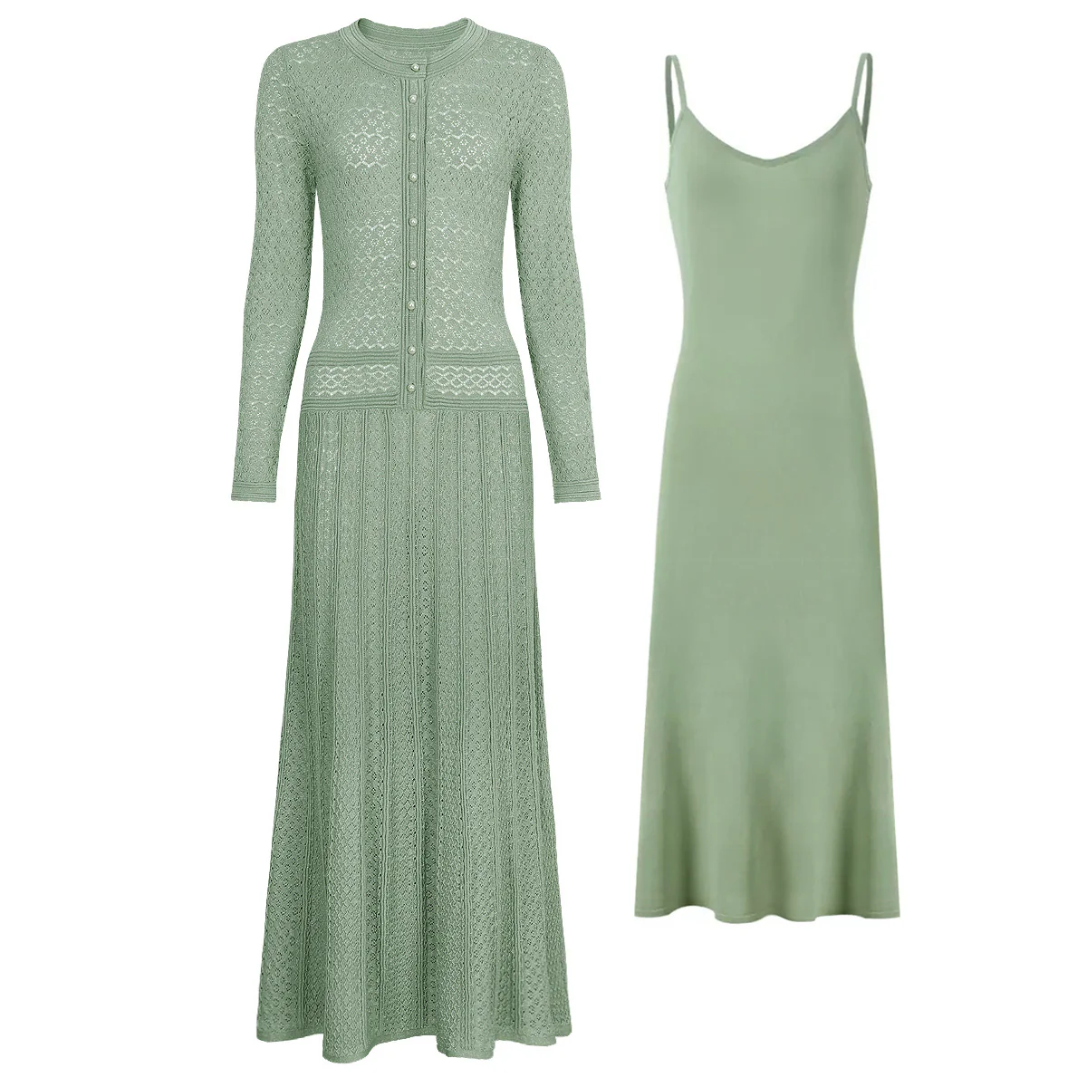 Mint Green Knit Dress Set
