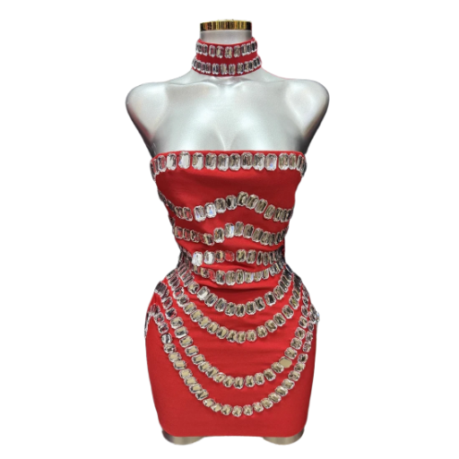 Crystal Embellished Bodycon Dress