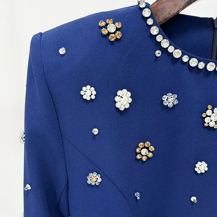 Embellished Navy Evening Gown