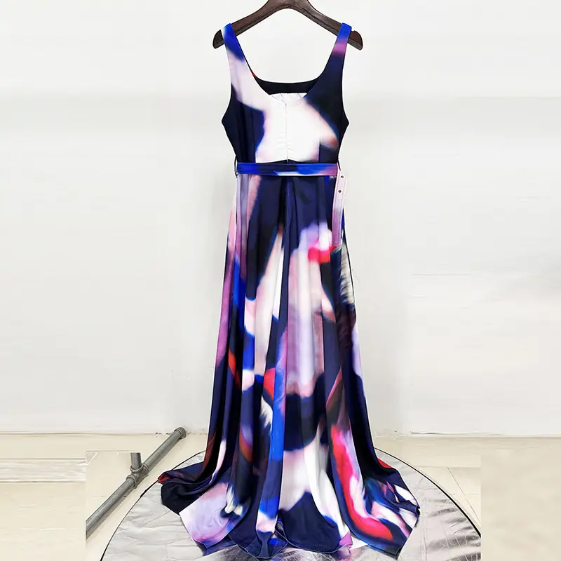 Abstract Print Evening Gown