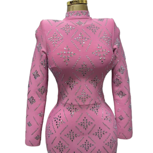 Elegant Pink Long Sleeve Dress