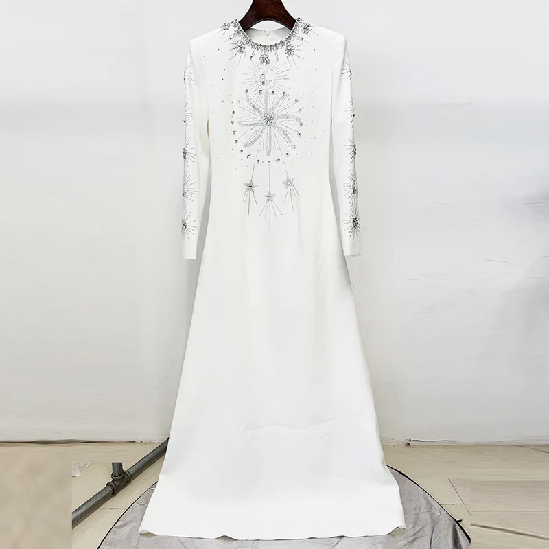 Embellished White Evening Gown