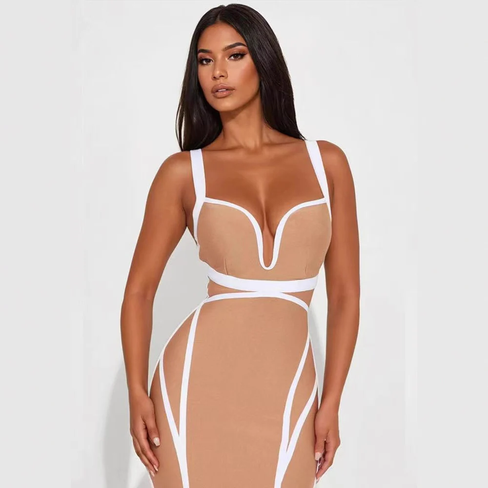Beige Bodycon Midi Dress